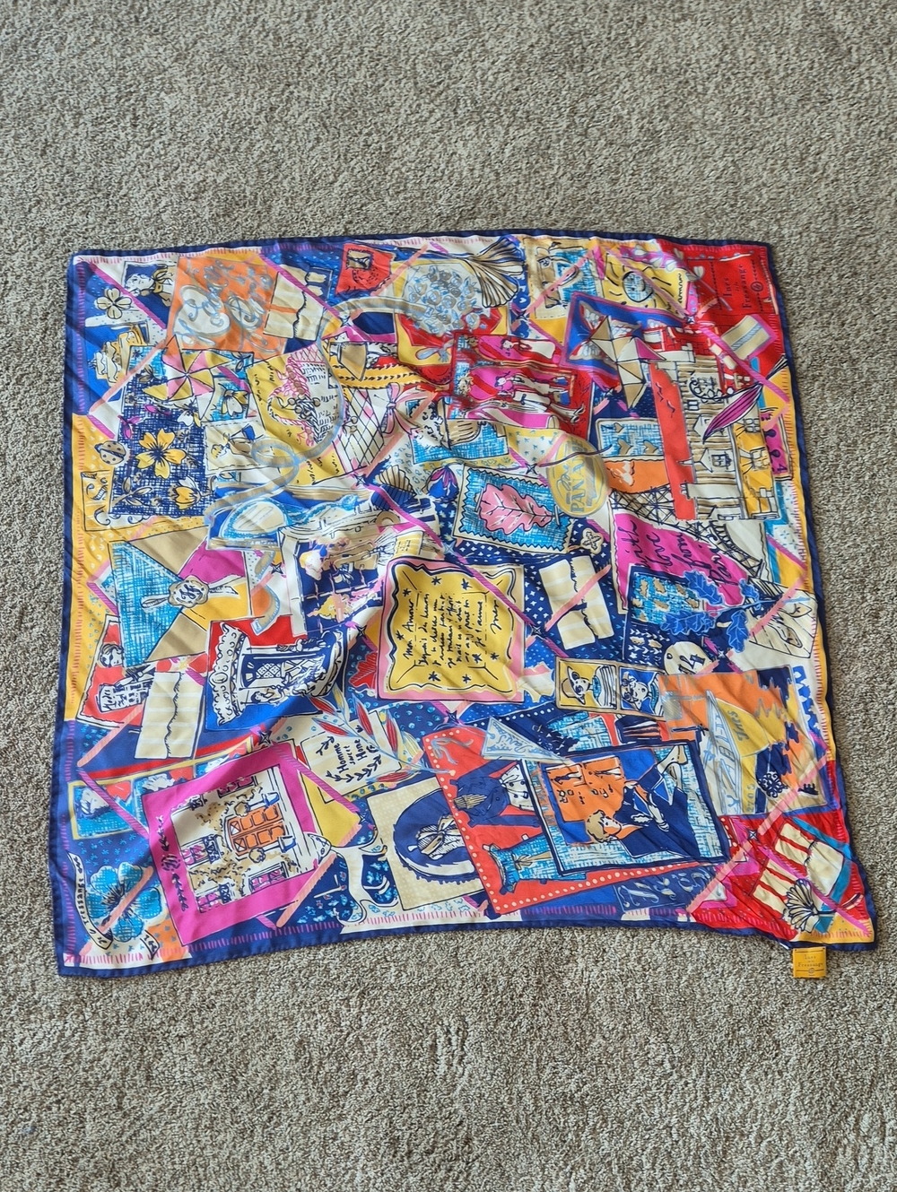 Ines De La Fressange Silk Multicolor Decorative Silk Scarf - Vibrant Pattern